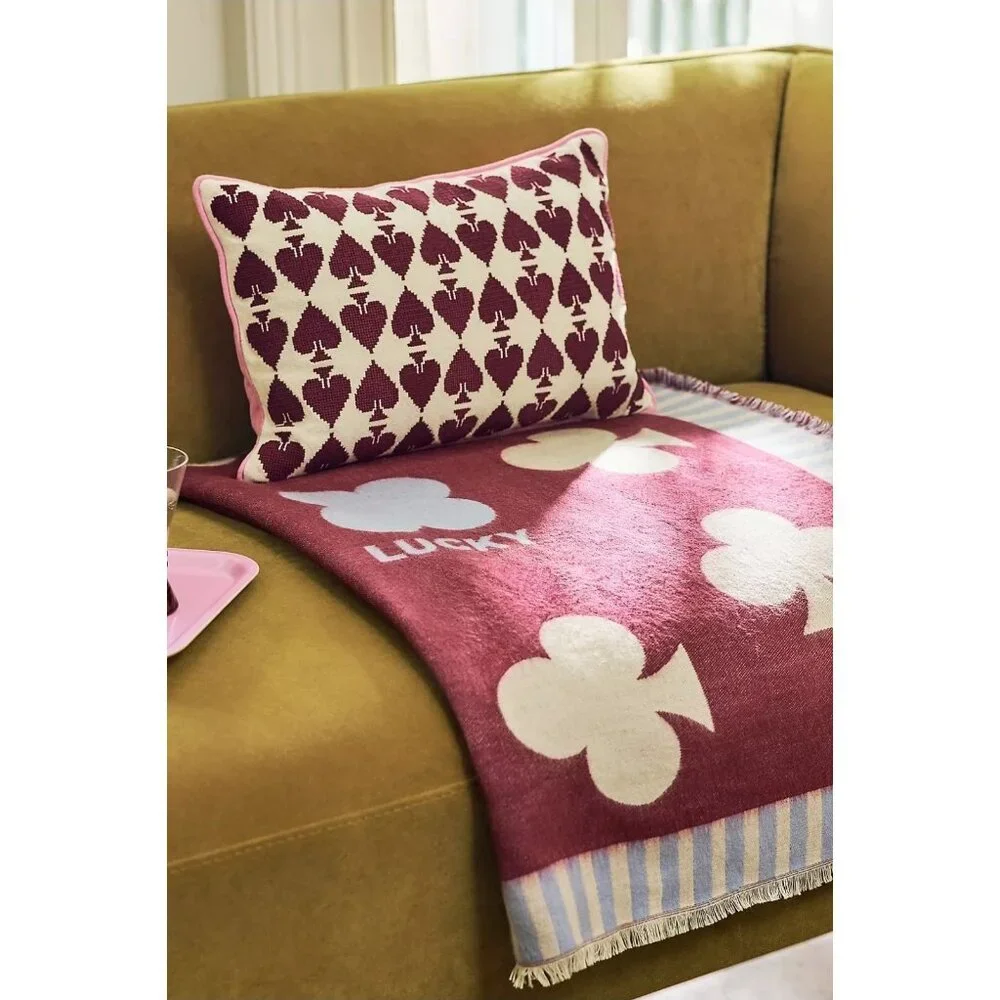 Anthropologie Ace Embroidered Needlepoint Throw Pillow Hearts Valentines NWT